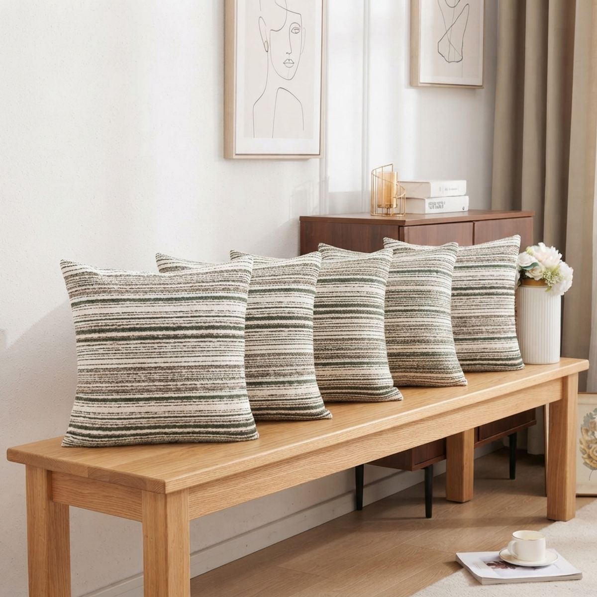ARMONIA - Fundas Decorativa De Cojín Estilo Rústico Moderno Pack 5 Modelo 806
