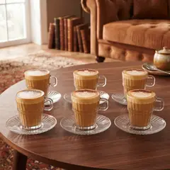 BORMIOLI - Set 6 Tazas Capuchino Vidrio Barshine 250ml