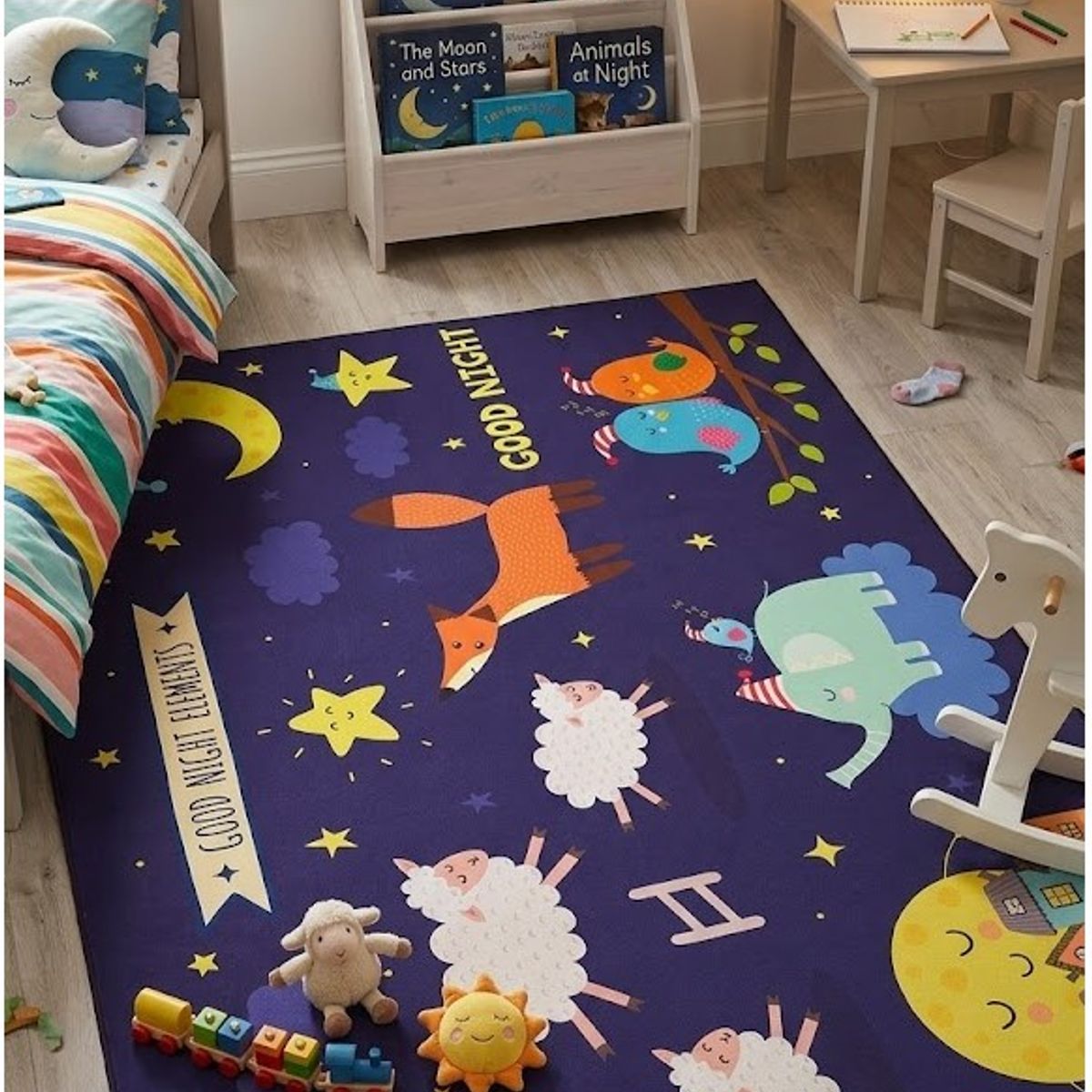 COMPRAPO - Alfombra Lisa Infantil Juvenil Diseño Buenas Noches  120x170 CM