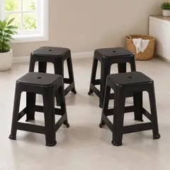 MOR - Pack 4 pisos plastico apilable 45cm resistente negro