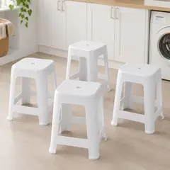 MOR - Pack 4 pisos plastico apilable 45cm resistente blanco