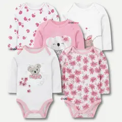 TEDMIMAK - Pack 5 Bodys Manga Larga 100% Algodón Bebé Niña Koala Dreamer