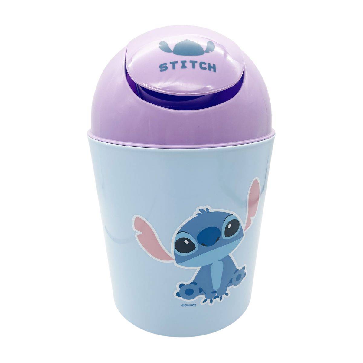 VAIS - Basurero Plastico Stitch Disney Baño Niños 5 Lts Con Tapa Celeste