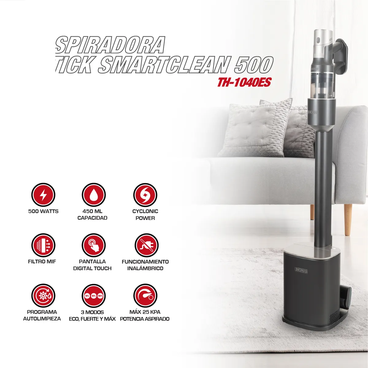 THOMAS - Aspiradora Stick SmartClean 500 TH-1040ES