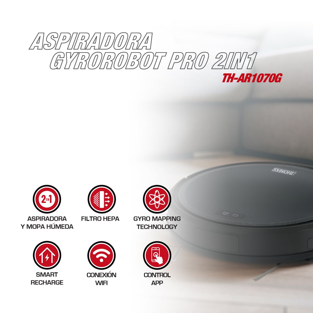 THOMAS - Aspiradora Gyrorobot PRO 2IN1 TH-AR1070G