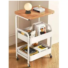 GENERICO - Organizador Mesa Auxiliar Blanco - Multiuso con Ruedas