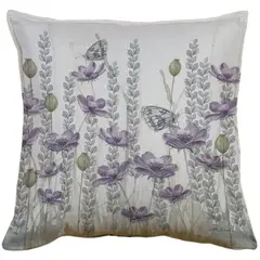 MARGARITA SCHEEL BY CASA ALVARINHO - Funda de Cojín Lino Jardín Silvestre Lila 45x45 cm