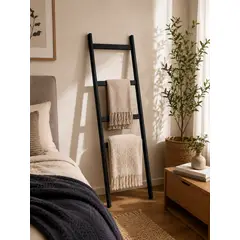 GENERICO - Escalera decorativa en madera negro mate 160 cm