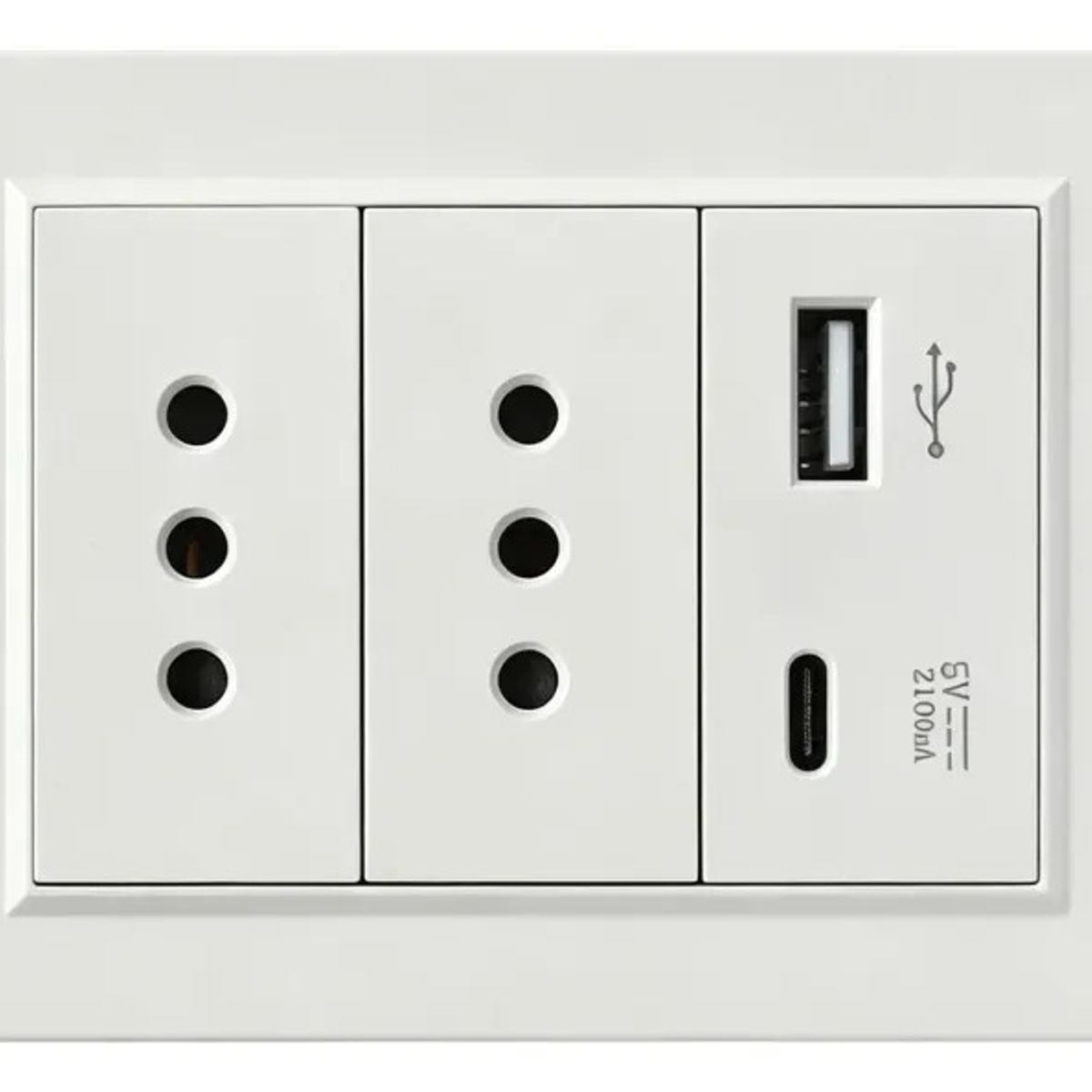 VIDA BUENAS - Pack 2 Tomacorrientes 10a Empotrables Con Usb Y Usb-c Blanco