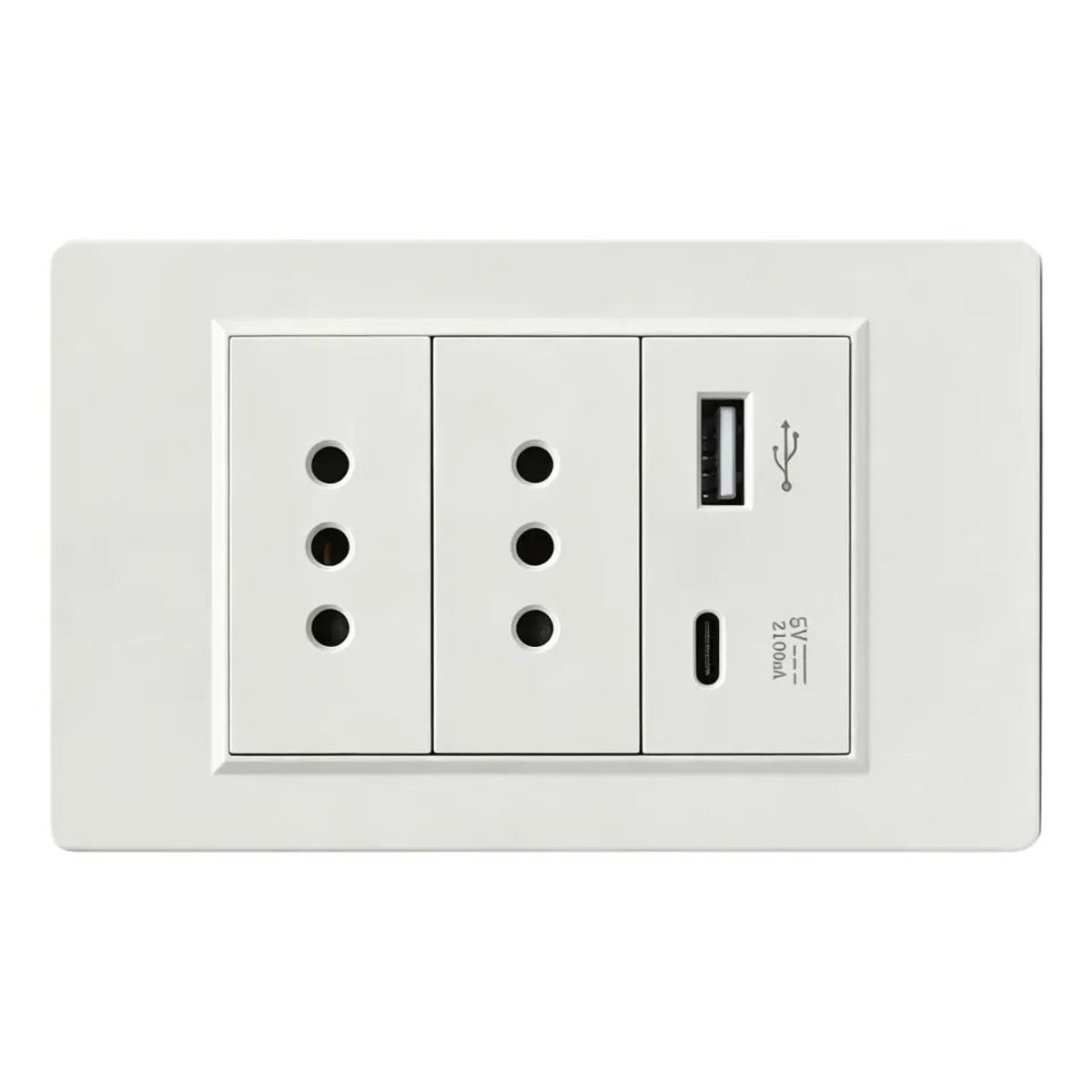 VIDA BUENAS - Pack 2 Tomacorrientes 10a Empotrables Con Usb Y Usb-c Blanco