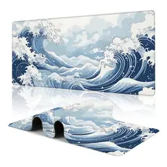 KUANGYE - Mouse Pad Gamer Antideslizante Borde Cosido 90x40cm ondas