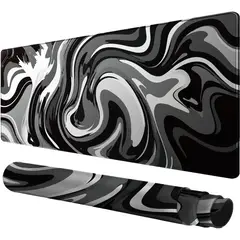 KUANGYE - Mouse Pad Gamer Antideslizante Borde Cosido 90x40cm Abstracción en blanco y negro