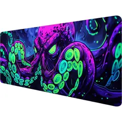 KUANGYE - Mouse Pad Gamer Antideslizante Borde Cosido 90x40cm Patrón de pulpo