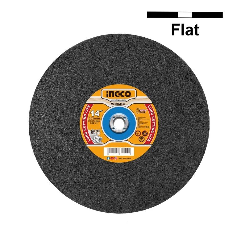 DISCO DE CORTE PLANO PARA METAL E INOX 355X2,5X25MM 14"