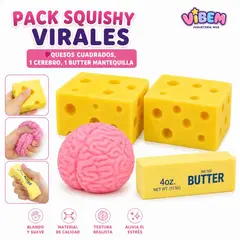 GENERICO - Squishy Cerebro, Queso squishy, Butter mantequilla squishy