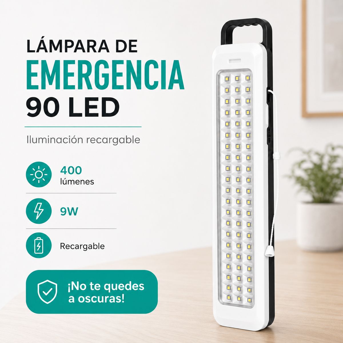 Digilife - Lámpara luz de Emergencia Recargable 90 LED Automática SEC