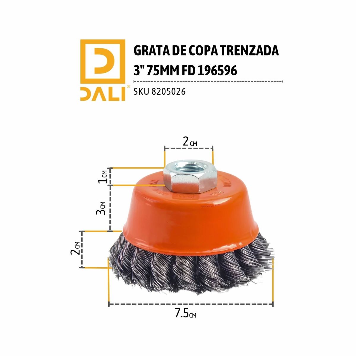 FINDER - Grata de Copa Trenzada 3 FINDER 75 mm M14 para Esmeril Angular