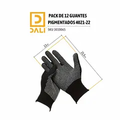 DALI - Pack de 12 Pares de Guantes Pigmentados Antideslizantes PVC Negro