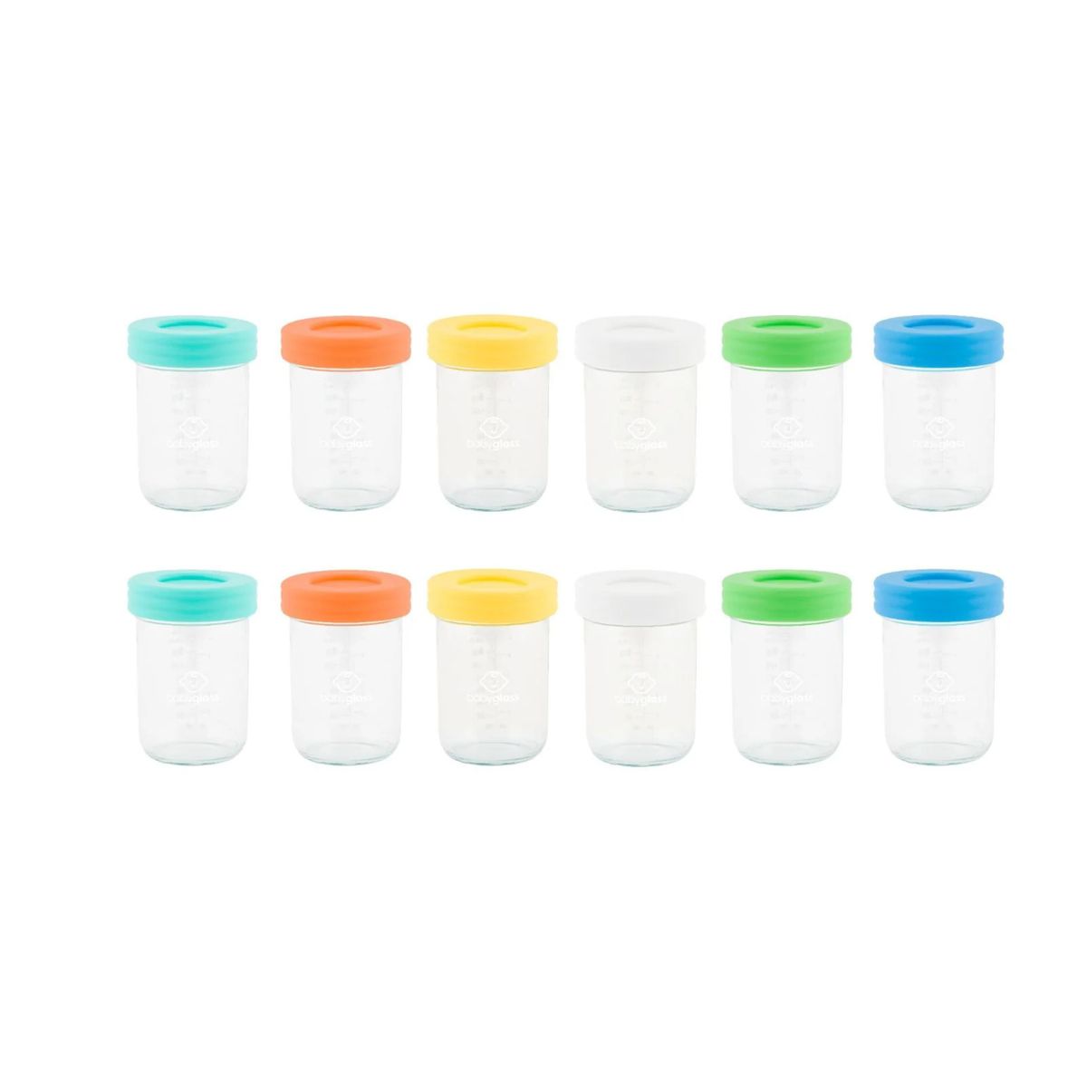 BABYGLASS - Babyglass 12 Contenedores De Vidrio 240 Ml Bebé Colores