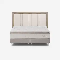ROSEN - Cama Europea Bock 2 Plazas BD + Respaldo Melrose