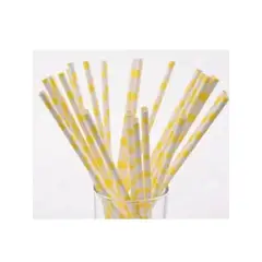 OEM - Bombillas de Papel Sorbetes Desechables Lunares Amarillo