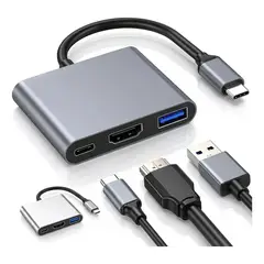 EVERSO - Hub USB-C 3 en 1 con HDMI 4K, USB 3.0 y Carga PD 100W
