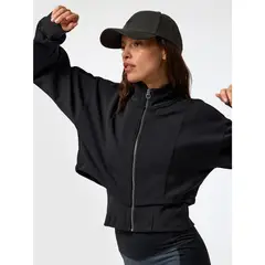 BSOUL - Polerón Crop Modal Vera Aloe Negro Mujer