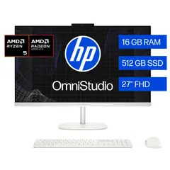 HP - All in One OmniStudio 27-cv0072la AMD Ryzen 5 16GB RAM 512GB SSD 27" Windows 11 Home.