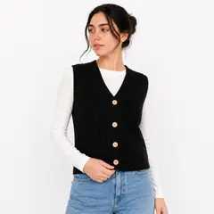 AGW - Chaleco Sin Manga Vest Tejido Mujer