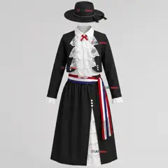 UTILISIMO - Traje Huasa Vestido Elegante Negro Juvenil Conjunto 7 Piezas Típico Fiestas Patrias