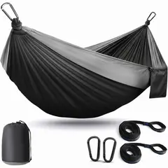 PRO OUTDOOR - Hamaca Compacta Negra Camping Outdoor Hogar