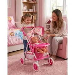 MYLHOGAR - Coche Infantil para Muñecas Metálico Grande de Juguete
