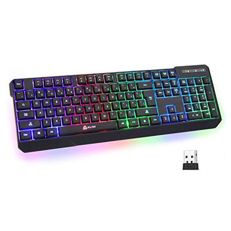 KLIM - Teclado inalámbrico ergonómico RGB