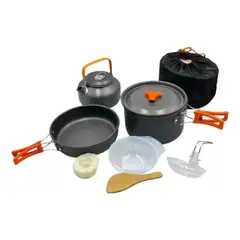 PRO OUTDOOR - Set Ollas Camping ultra compacto, incluye su bolso para guardar