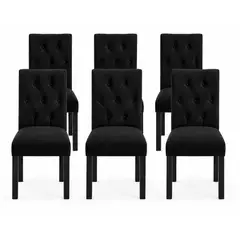 VITELIO - Pack 6 Sillas Capitones Pata Negra Madera Negra Felpa