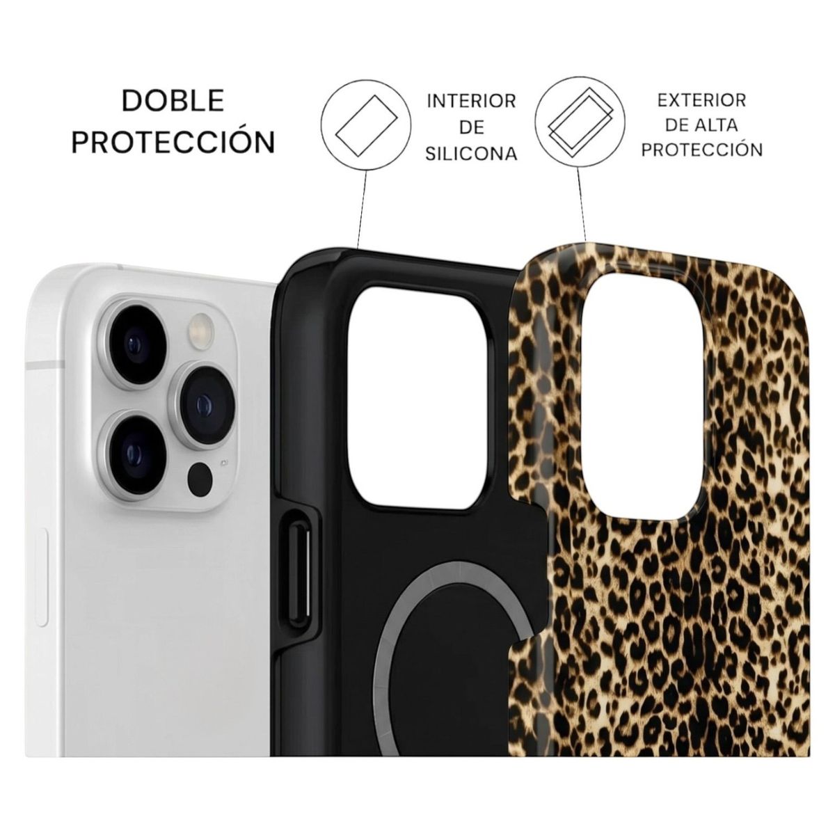 IPALACE PROTECT - Carcasa Animal Print compatible con iPhone 12 - Leopard