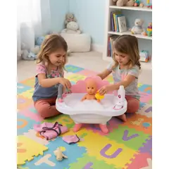 MYLHOGAR - Kit Baño de Muñeca Bebé con Tina Interactiva y Accesorios
