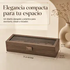 GENERICO - Caja organizadora para relojes de 6 compartimentos con tapa transparente