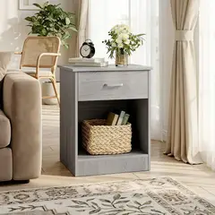ELEMENT DESIGN - Velador Moderno con Cajón Gris 45x40x50 cm para Dormitorio Minimalista