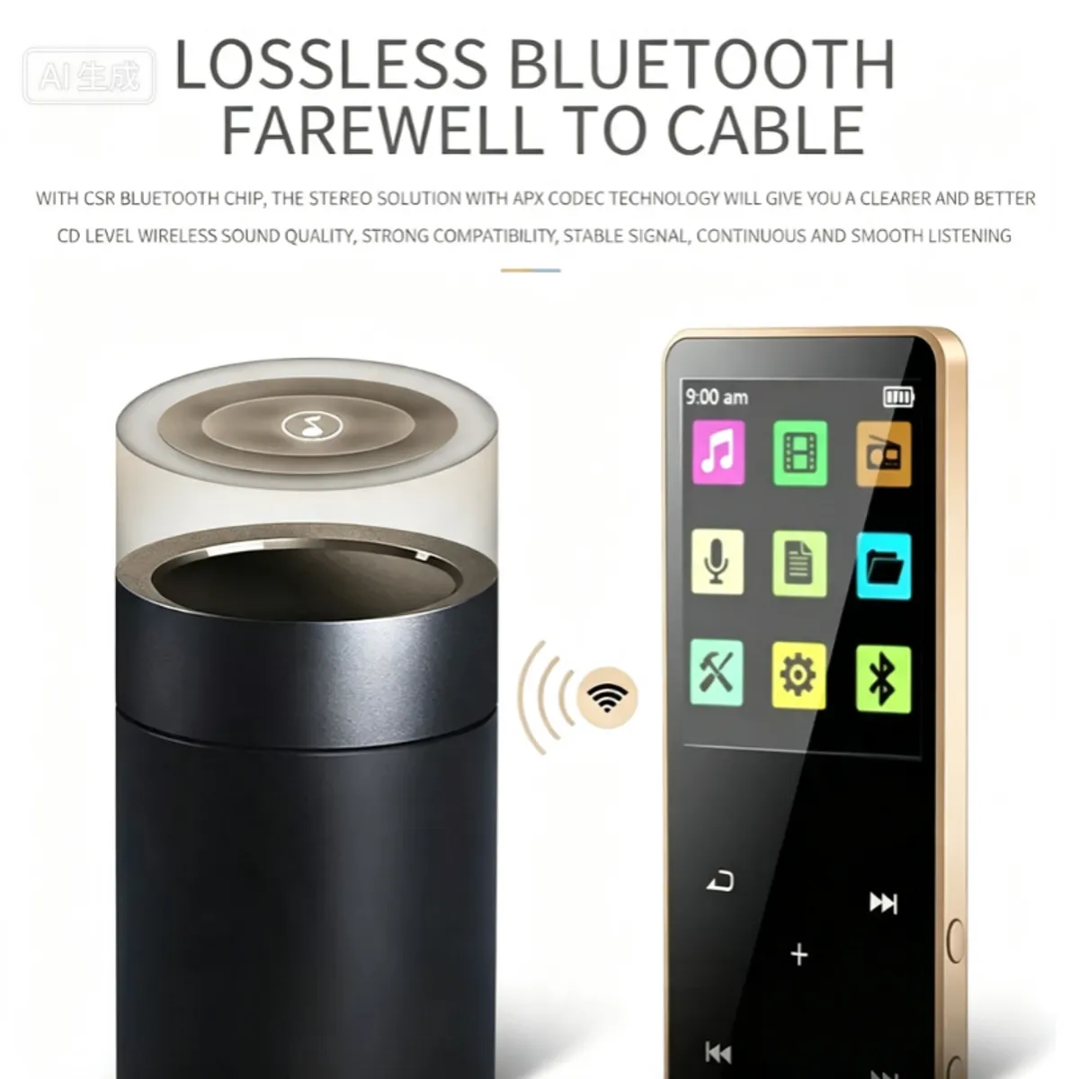 TSKY CHILE SHOPPING - Reproductor Musica Mp3 Mp4 Bluetooth 5.0 Hifi Portatil Pantalla Tactil Radio Fm Deportivo Gym