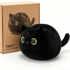 TSKY CHILE SHOPPING - Cojin Peluche Gato Negro 20cm Almohada Suave Kawaii Decoracion Dormitorio Escritorio Regalo Pro