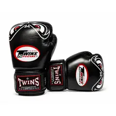 TWINS - Guantes de Boxeo Profesional Special Bad Eyes Cuero Genuino - 14 Oz - NEGRO