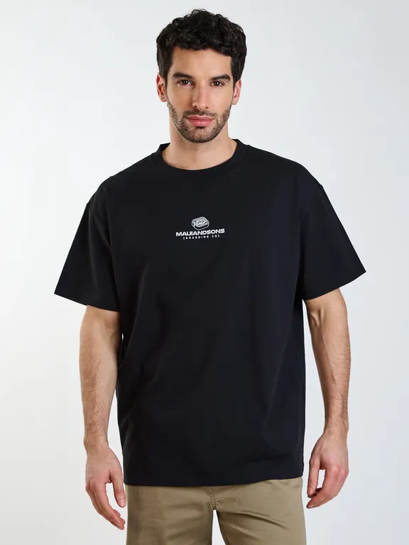 Polera MC Oversize Retro Negro Hombre