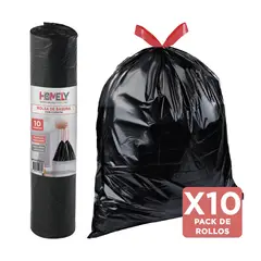 HOMELY - Bolsas Basura 75x90cm Con Cordon 100U 100L Resistente