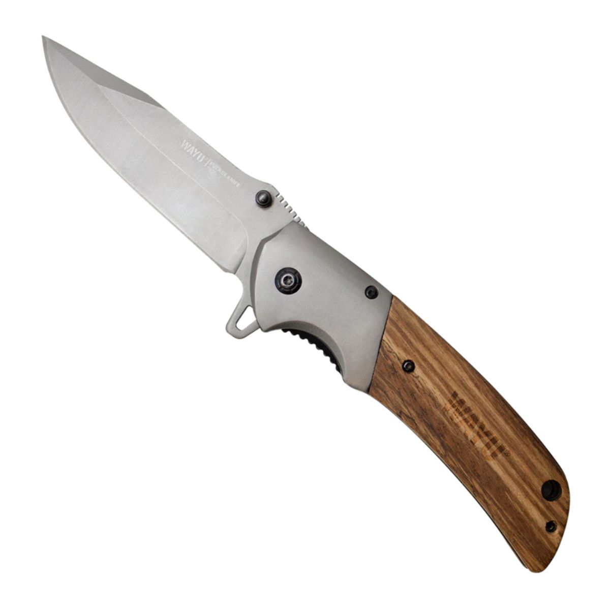 WAYU - Navaja Plegable De Acero Inoxidable Y Mango De Madera