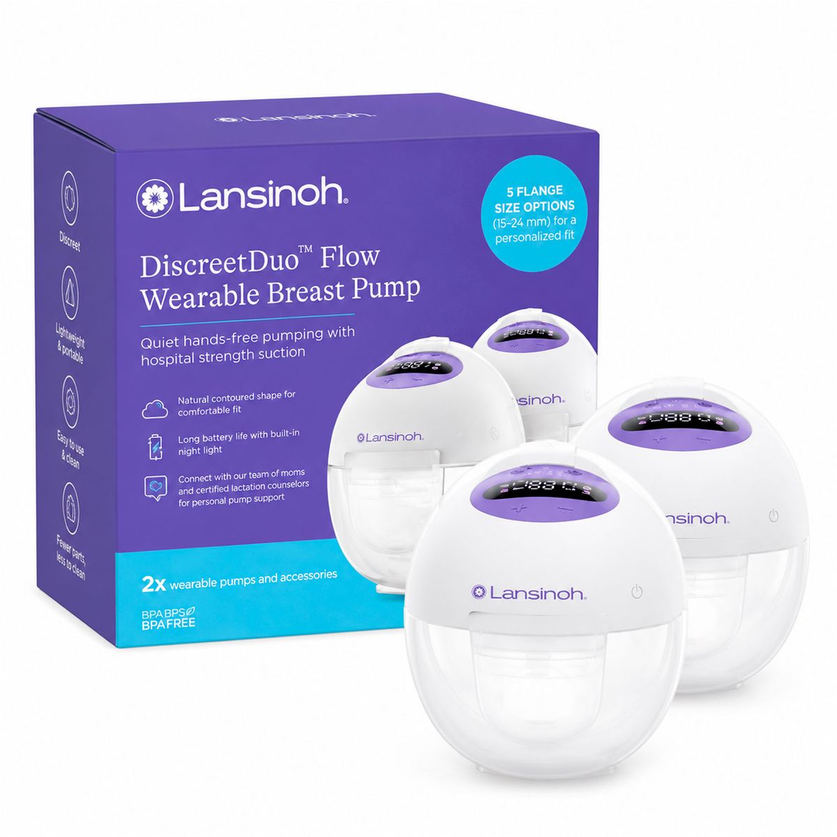 LANSINOH - Saca Leche Portátil Discreetduo Flow Lansinoh  Extractor de Leche