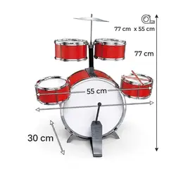 GENERICO - Batería Jazz Drum Juguete Niños 5 Tambores Platillo Pedal 3+