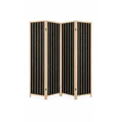 GENERICO - Biombo Separador Ambiente Madera Ratan 4 Paneles 180cm