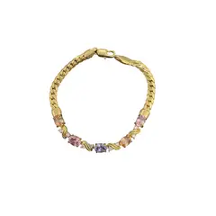 JOYAS LANDEROS - Pulsera Piedras y Circones de Colores Enchapado en Oro 18k