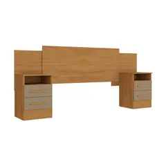 HOGA - Respaldo de Cama con Veladores 2 plazas Elena Canela Capuchino